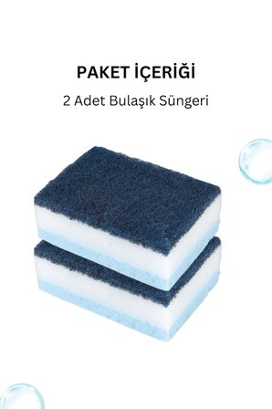 2 Adet Özel Dokulu Düz Bulaşık Süngeri – Özel Dokulu, Dayanıklı Mutfak Süngeri Seti