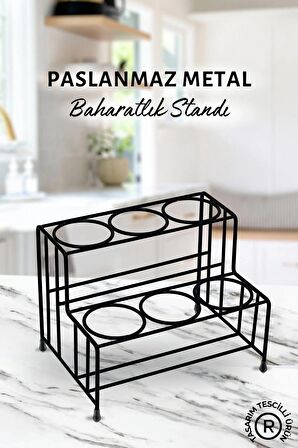 6 Bölmeli Metal Baharatlık Standı- Baharatlık Düzenleyici Organizer