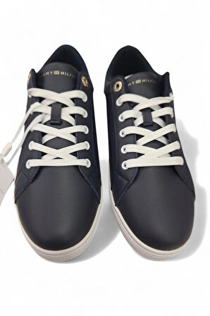 TOMMY HİLFİGER ESSENTİAL WEBBİNG CUPSOLE 39 DERİ LACİVERT SPOR KADIN AYAKKABI FW0FW07378