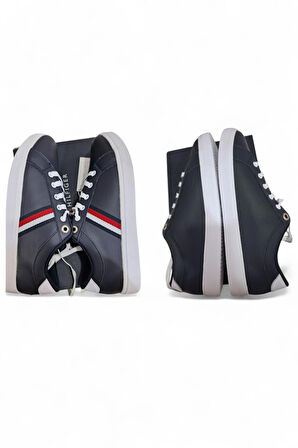 TOMMY HİLFİGER ESSENTİAL WEBBİNG CUPSOLE 39 DERİ LACİVERT SPOR ERKEK AYAKKABI FW0FW07378