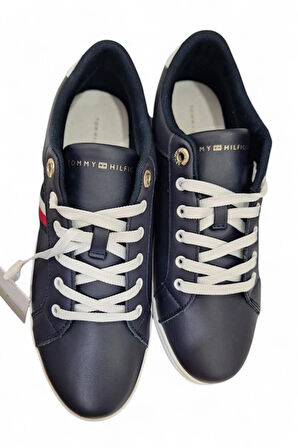 TOMMY HİLFİGER ESSENTİAL WEBBİNG CUPSOLE 39 DERİ LACİVERT SPOR ERKEK AYAKKABI FW0FW07378