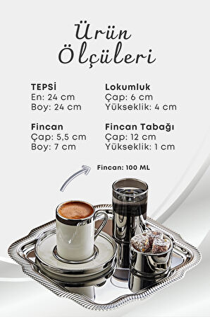Tepsili Gümüş Porselen Fincan Sunum Seti Damat Kahvesi-söz Nişan Türk Kahvesi Kahve Fincanı