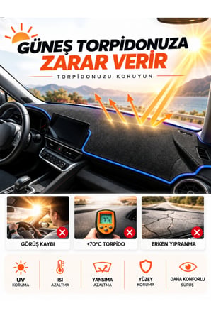e-biz CITROEN BERLINGO K9 (2018-2026) Uyumlu Torpido Örtüsü, Torpido Kılıfı - Siyah-Mavi - CI015