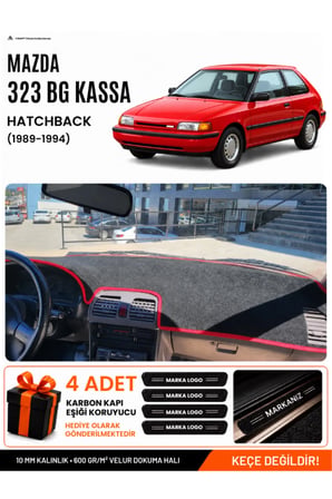 e-biz MAZDA 323 HATCHBACK BG KASA (1991-1995) Uyumlu Torpido Örtüsü - Siyah-Kırmızı - MA005