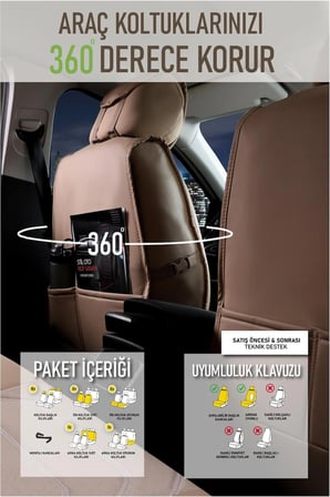 Volkswagen Polo Sedan Uyumlu Lüx Deri Oto Koltuk Kılıfı Ön Arka Takım TREND Serisi BEJ
