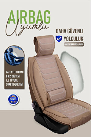 Lincoln Continental Uyumlu Lüx Deri Oto Koltuk Kılıfı Ön Arka Takım TREND Serisi BEJ