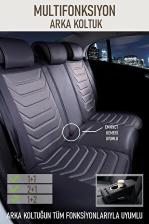 Fiat Bravo Active Plus Uyumlu Lüx Deri Oto Koltuk Kılıfı Ön Arka Takım TREND Serisi FÜME