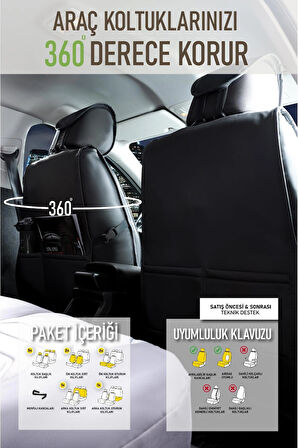Ford Focus Ambiente Uyumlu Lüx Deri Oto Koltuk Kılıfı Ön Arka Takım TREND Serisi FÜME