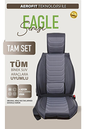 Kia Ceed Uyumlu Lüx Deri Oto Koltuk Kılıfı Ön Arka Takım TREND Serisi FÜME