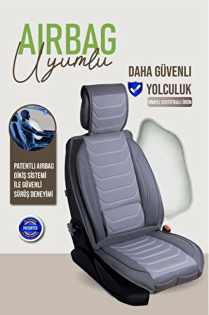 Renault Megane 2 Station Wagon Uyumlu Lüx Deri Oto Koltuk Kılıfı Ön Arka Takım TREND Serisi FÜME