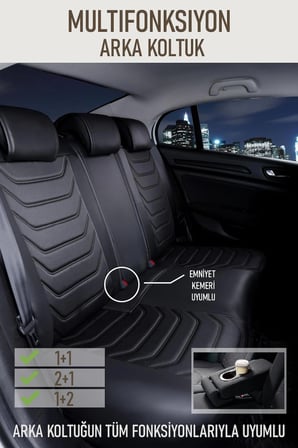 Volvo V40 Station Wagon Uyumlu Lüx Deri Oto Koltuk Kılıfı Ön Arka Takım TREND Serisi TAM SİYAH