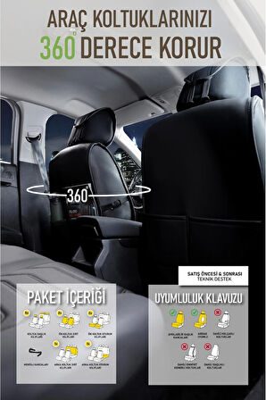 Chevrolet Kalos Uyumlu Lüx Deri Oto Koltuk Kılıfı Ön Arka Takım TREND Serisi TAM SİYAH