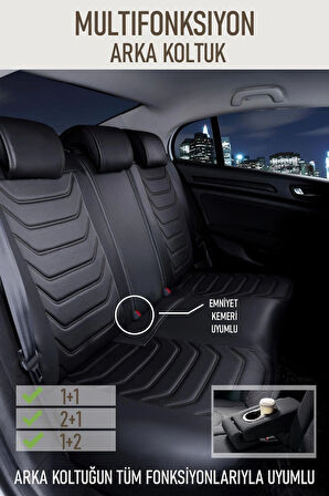Renault R9 Fairway Uyumlu Lüx Deri Oto Koltuk Kılıfı Ön Arka Takım TREND Serisi TAM SİYAH