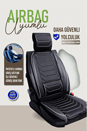 BMW 3 Serisi 325Ci Uyumlu Lüx Deri Oto Koltuk Kılıfı Ön Arka Takım TREND Serisi SİYAH BEYAZ