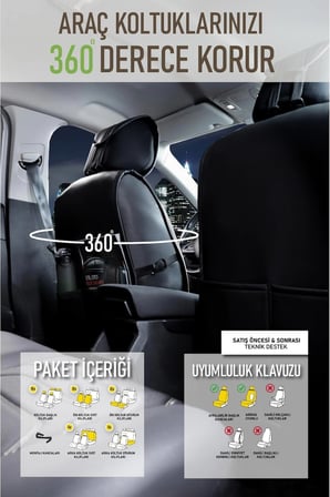 Ford Taunus Uyumlu Lüx Deri Oto Koltuk Kılıfı Ön Arka Takım TREND Serisi SİYAH BEYAZ