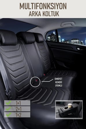 Jeep Renegade Uyumlu Lüx Deri Oto Koltuk Kılıfı Ön Arka Takım TREND Serisi SİYAH BEYAZ