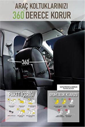 Chevrolet Aveo Sedan Uyumlu Lüx Deri Oto Koltuk Kılıfı Ön Arka Takım TREND Serisi SİYAH KIRMIZI