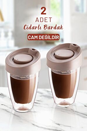 2 Adet Çift Cidarlı El Yakmaz Akrilik Bardak Seti 200 Ml- Cam Değildir