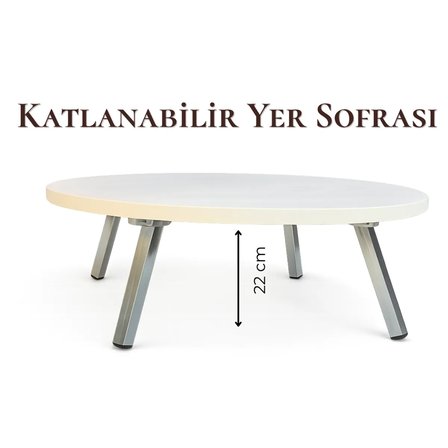 Katlanır Metal Ayaklı Yuvarlak Yer Sofrası 100 cm – Beyaz Renk Hamur Açma ve Çok Amaçlı Masa