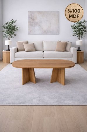 Oval Salon Yemek Masası Mantar Ayak 36mm Kalın Kenarlı -160x90-Afrika Ceviz