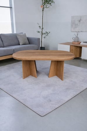 Oval Salon Yemek Masası Mantar Ayak 36mm Kalın Kenarlı -160x90-Afrika Ceviz