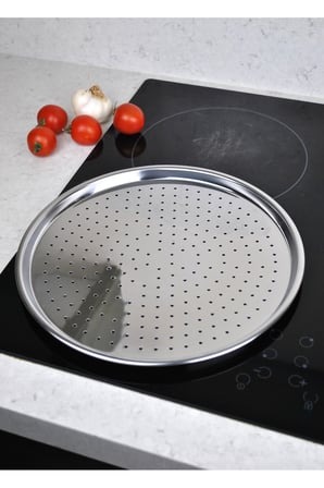 1 Adet Paslanmaz Çelik Delikli Tepsi 34 Cm Pizza Tepsisi