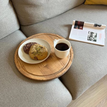  Katlanabilir Masif Ahşap Koltuk Sehpası Minder Arası Tepsi - 35.5x35.5cm