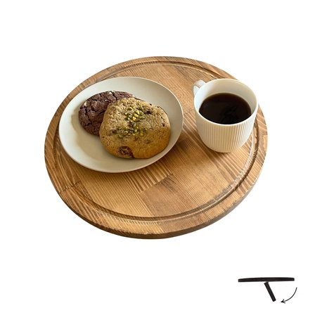  Katlanabilir Masif Ahşap Koltuk Sehpası Minder Arası Tepsi - 35.5x35.5cm