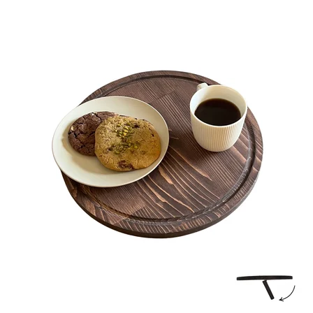  Katlanabilir Masif Ahşap Koltuk Sehpası Minder Arası Tepsi - 35.5x35.5cm