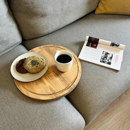  Katlanabilir Masif Ahşap Koltuk Sehpası Minder Arası Tepsi - 35.5x35.5cm