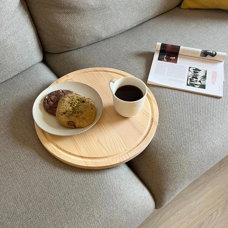  Katlanabilir Masif Ahşap Koltuk Sehpası Minder Arası Tepsi - 35.5x35.5cm