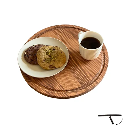  Katlanabilir Masif Ahşap Koltuk Sehpası Minder Arası Tepsi - 35.5x35.5cm