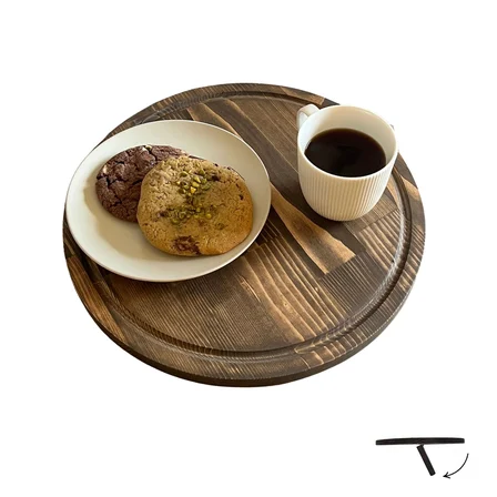  Katlanabilir Masif Ahşap Koltuk Sehpası Minder Arası Tepsi - 35.5x35.5cm