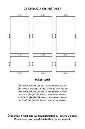 Dekoratif Boyanabilir Montaja Hazır 2.5cm Duvar Çıtası Kolay Uygulanır 3 Üst 3 alt Tasarım