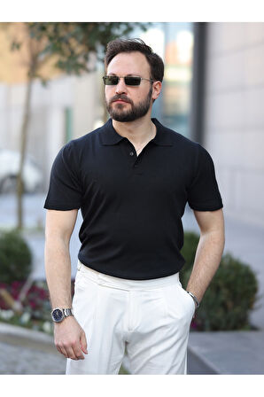 Basic Düğmeli Pamuklu Triko Tshirt