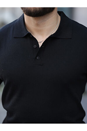 Basic Düğmeli Pamuklu Triko Tshirt