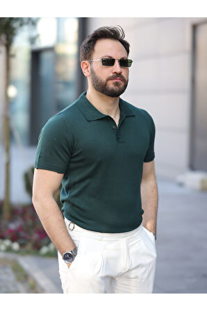 Basic Düğmeli Pamuklu Triko Tshirt