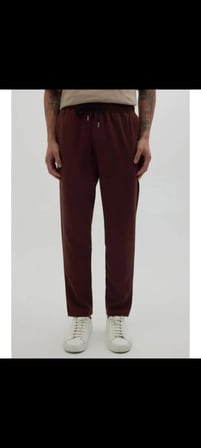 Regular Fit Beli Lastikli Bağcıklı Jogger Kiremit Pantolon Rahat Kesim Yan Cepli
