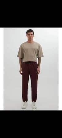 Regular Fit Beli Lastikli Bağcıklı Jogger Kiremit Pantolon Rahat Kesim Yan Cepli
