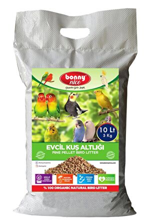 Bonny Nice Doğal Kuş Kumu Çam Pelet Papağan Kuş Kafes Altlığı 5 Kg 10 Lt (10 Paket)