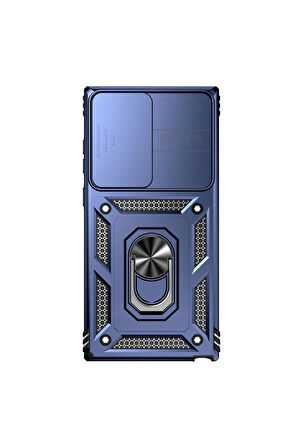 Samsung Galaxy S23 Ultra  Sürgülü Kamera Koruyucu  Metal Halka Ayaklı Stand Çizilmez Kılıf Case