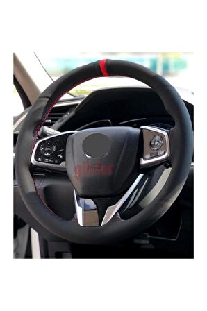 Vw Passat B8-b8,5 Uyumlu Kırmızı Yüzüklü Alkantra Direksiyon Kılıf