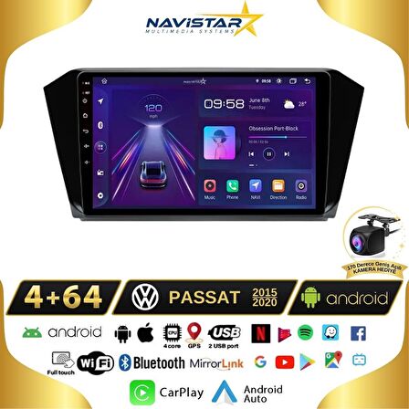 Passat B8 Kablosuz Carplay 4+64 GB Android 13 Navigasyon 10 inç Multimedya Sistemi