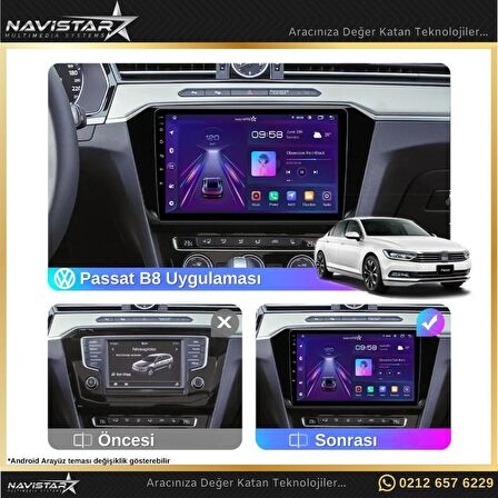 Passat B8 Kablosuz Carplay 4+64 GB Android 13 Navigasyon 10 inç Multimedya Sistemi