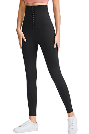 Pastimore Agraflı Siyah Korse Tayt