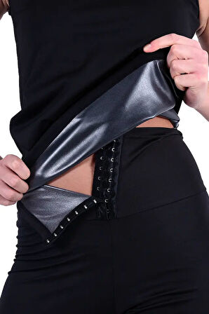 Pastimore Termal Sauna Agraflı Şort Atlet Takım Siyah