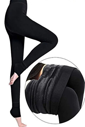 Pastimore Siyah kadin Peluş Tayt