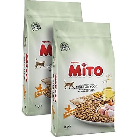 Mito Mix Adult Cat Tavuklu ve Balıklı Renkli Taneli Yetişkin Kedi Maması 1 kg 2x Adet