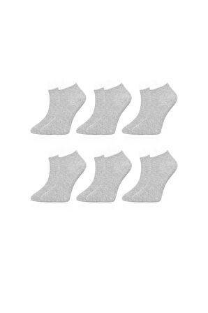 6 Çift Kadın Erkek Unisex Gri Patik Çorap Bilek Boy 6 Adet