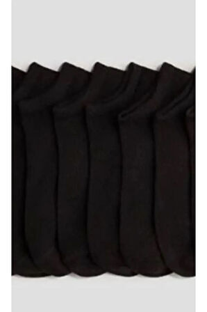 6 Çift Kadın Erkek Unisex Siyah Patik Çorap Bilek Boy 6 Adet